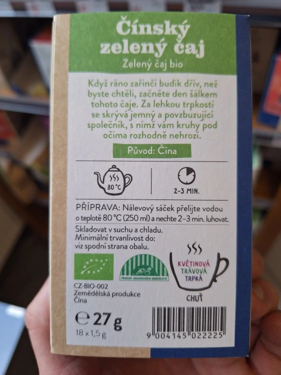 zelený jemný čínský čaj bio