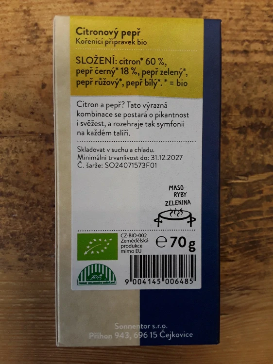 Citrónový pepř, bio