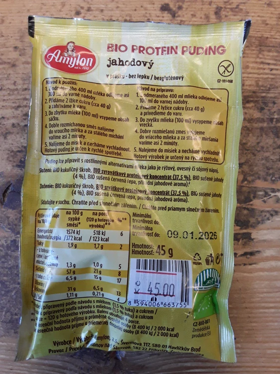 Bio protein pudink jahodový
