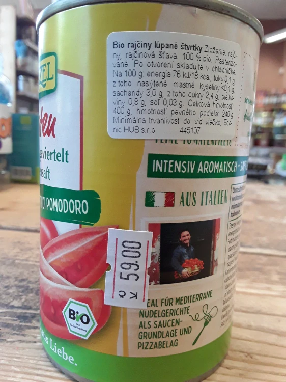 Bio rajčata loupané čtvrtky