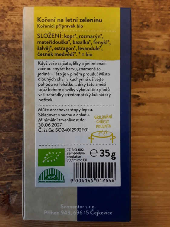 Koření na letní zeleninu bio