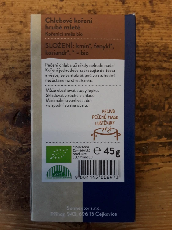 Chlebové koření hrubě mleté bio