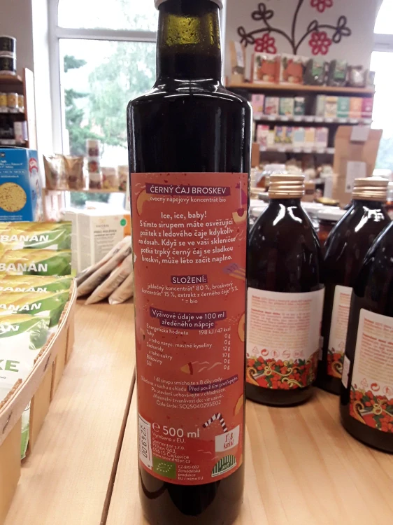 Černý čaj broskev sirup bio