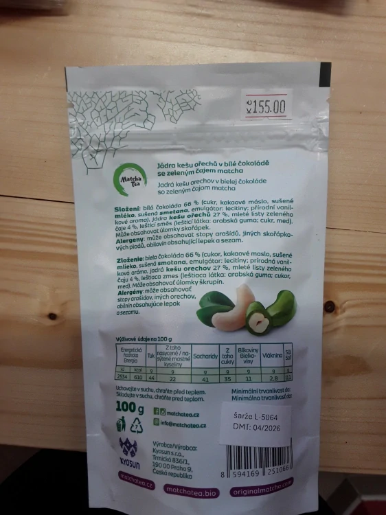 Kešu v Matcha tea tea čokoládě 