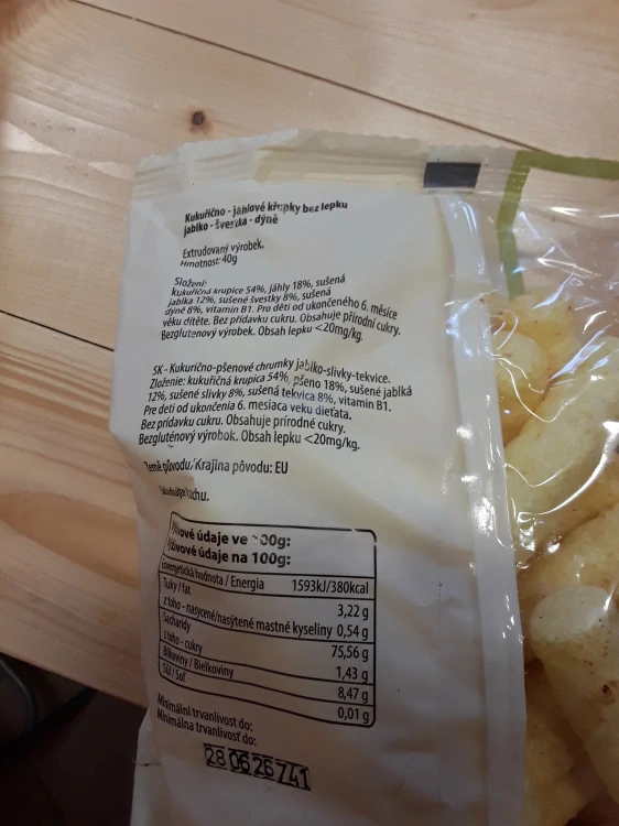 Kukuřično- jáhlové křupky bez lepku, jablko-švestka -dýně