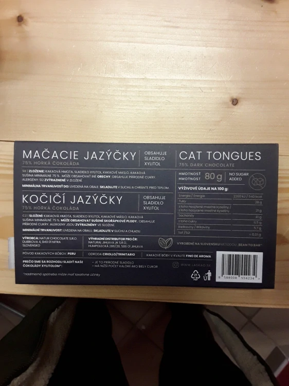 Kočičí jazýčky 75% hořká čokoláda