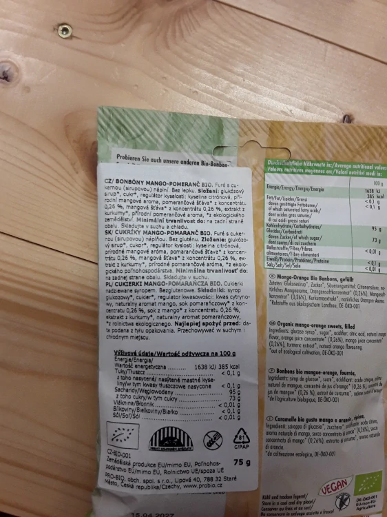 Bonbóny mango-pomeranč BIO