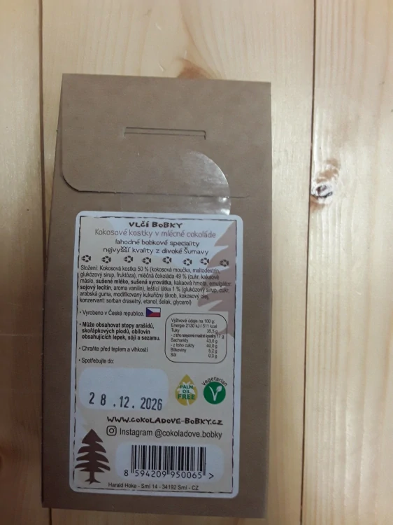 Vlčí bobky: kokosové kostky v mléčné čokoládě
