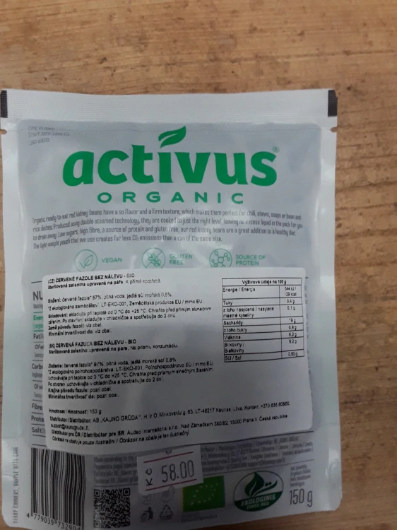 Červené fazole bez nálevu bio