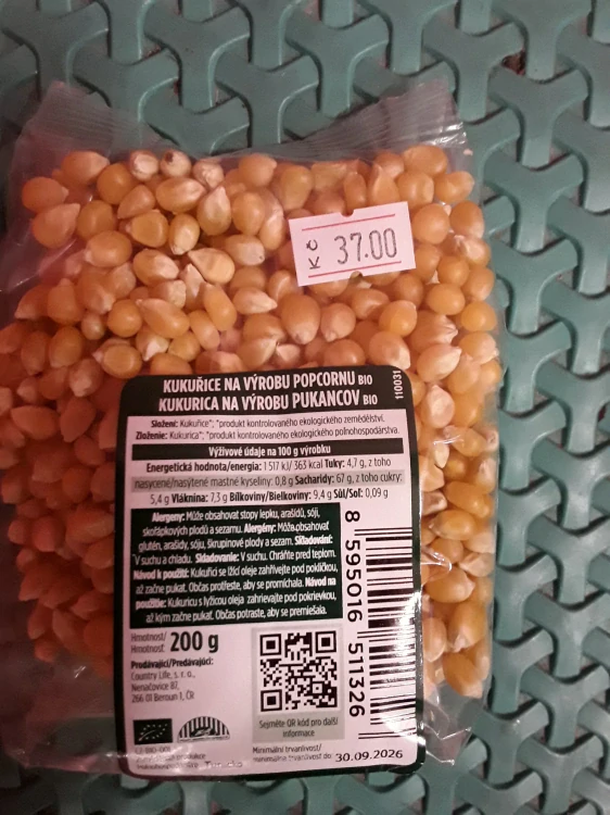 Bio kukuřice na výrobu popcornu