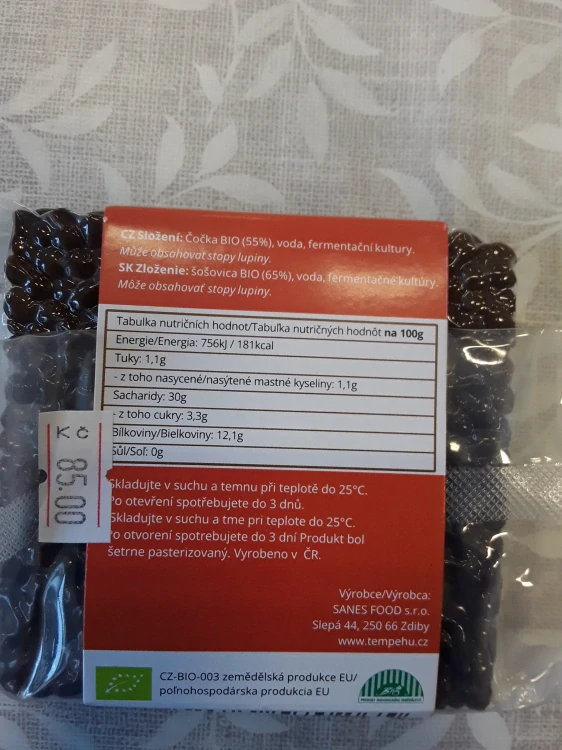 Bio čočkový tempeh natural