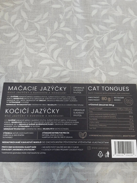 Kočičí jazýčky vegan s kokosem a mandlemi