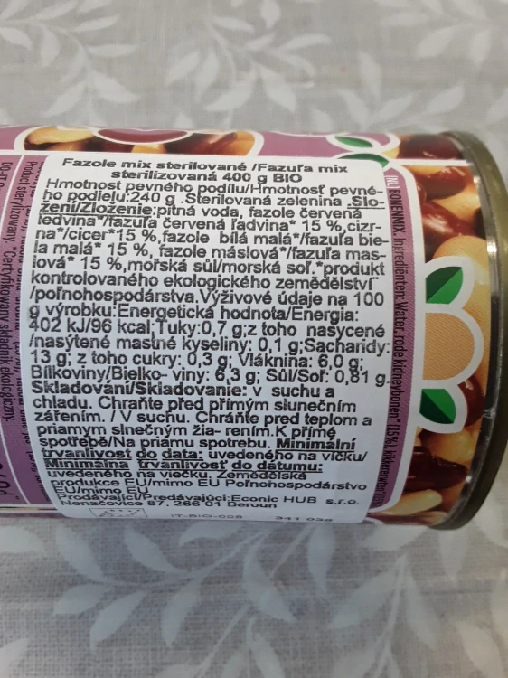 Fazole mix sterilované bio