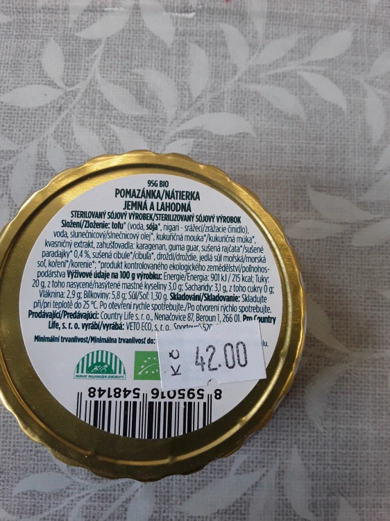 Bio pomazánka jemná a lahodná