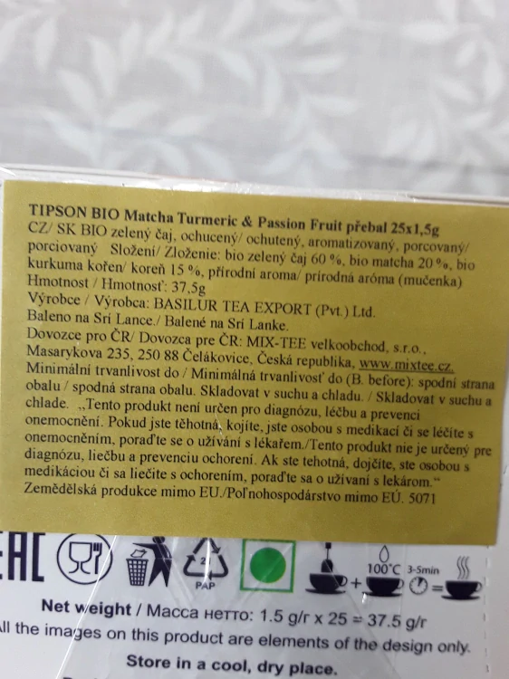 Bio čaj matcha s kurkumou