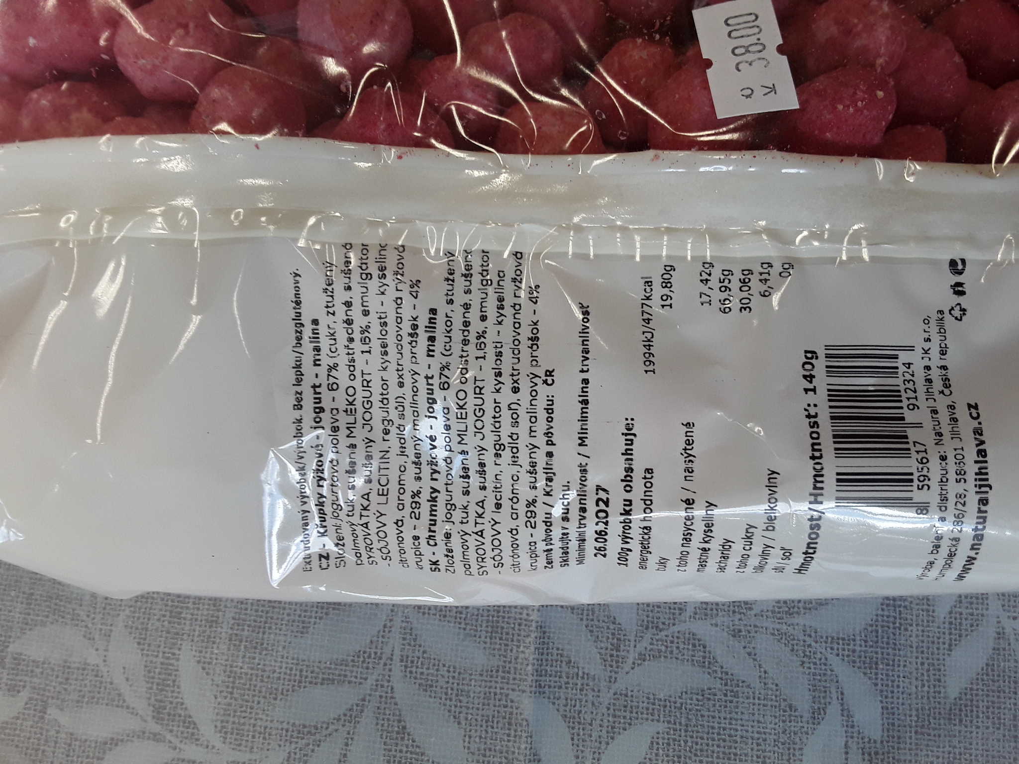 Křupky kukuřičné jogurt malina
