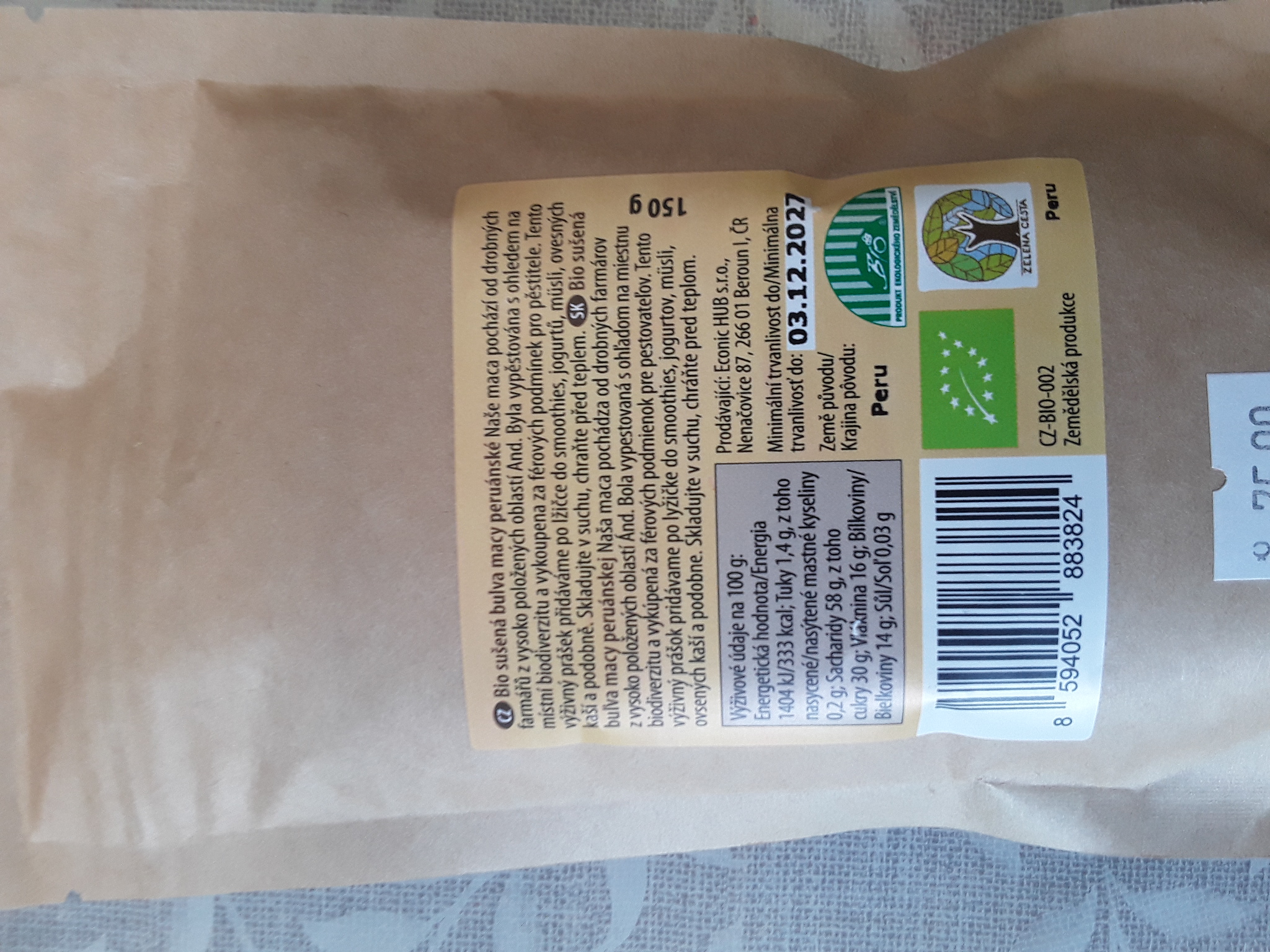 Maca peruánská, mletá bio