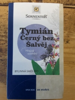 Tymián-černý bez-šalvěj bylinná směs bio